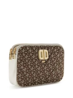 DKNY DELPHINE Borsa A Tracolla In Tessuto E Pelle -Borse Sconto dkny delphine borsa a tracolla in tessuto e pelle chin pebble 755405604239 4
