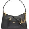 DKNY SIMONA Borsa Spalla In Pelle Con Tracolla -Borse Sconto dkny simona borsa spalla in pelle con tracolla blk gold 755405881524