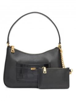 DKNY SIMONA Borsa Spalla In Pelle Con Tracolla -Borse Sconto dkny simona borsa spalla in pelle con tracolla blk gold 755405881524 3
