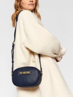 LOVE MOSCHINO FUR SCARF Camera Bag A Tracolla -Borse Sconto love moschino fur scarf camera bag a tracolla navy 8051042675659 4