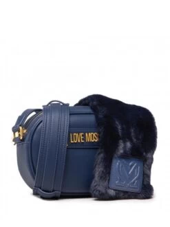 LOVE MOSCHINO FUR SCARF Camera Bag A Tracolla -Borse Sconto love moschino fur scarf camera bag a tracolla navy 8051042675659 5
