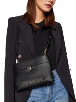 LOVE MOSCHINO POCKET LOGO Borsa A Tracolla -Borse Sconto love moschino pocket logo borsa a tracolla nero 8051578594059 1