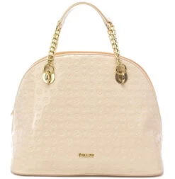 POLLINI Embossed Heritage Vernice Dome Bag A Mano, Con Tracolla