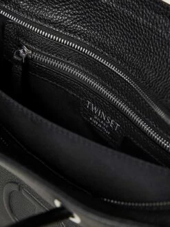 TWINSET LOGO EMBOSSED Borsa A Mano Con Tracolla -Borse Sconto twinset logo embossed borsa a mano con tracolla nero 8052860652860 3