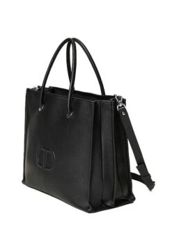 TWINSET LOGO EMBOSSED Borsa A Mano Con Tracolla -Borse Sconto twinset logo embossed borsa a mano con tracolla nero 8052860652860 4