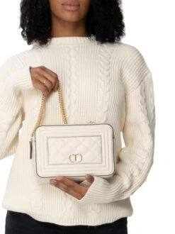 TWINSET QUILTED FRAME Borsa Tessuto Matelassé -Borse Sconto twinset quilted frame borsa tessuto matelasse neve 8052860390212 2