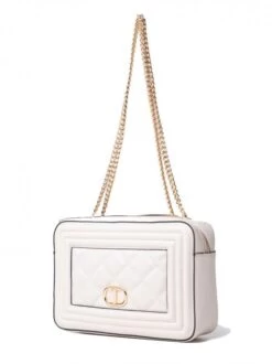 TWINSET QUILTED FRAME Borsa Tessuto Matelassé -Borse Sconto twinset quilted frame borsa tessuto matelasse neve 8052860390212 3